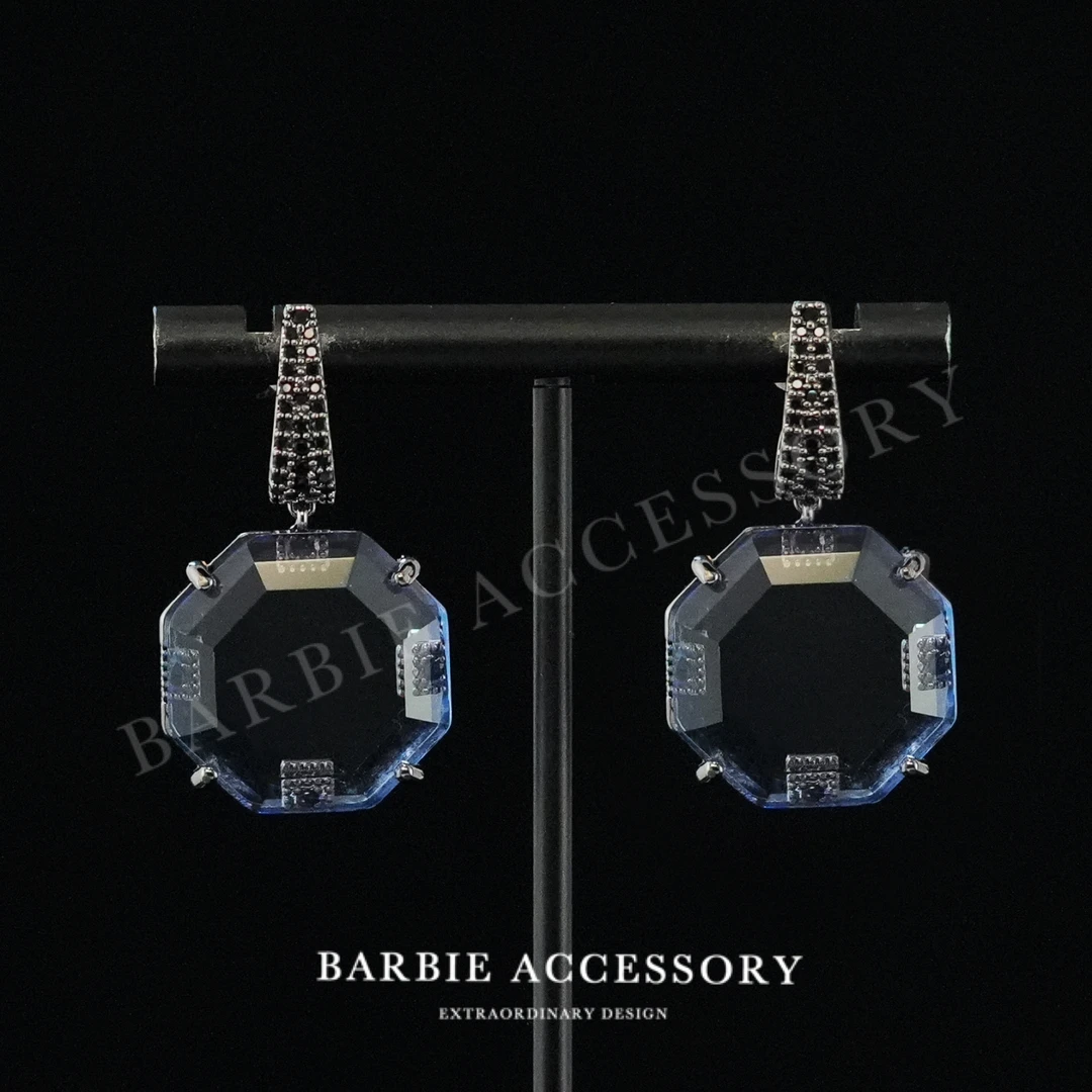 铜合金合成锆石耳饰 【蓝季星梨】法式既视设计款高级感绝美耳环