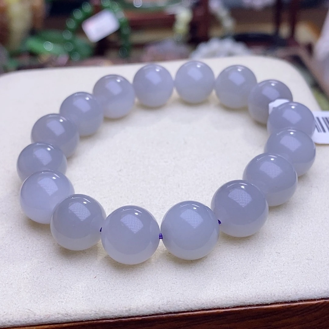 和田玉冰烟紫手串12MM未镶嵌