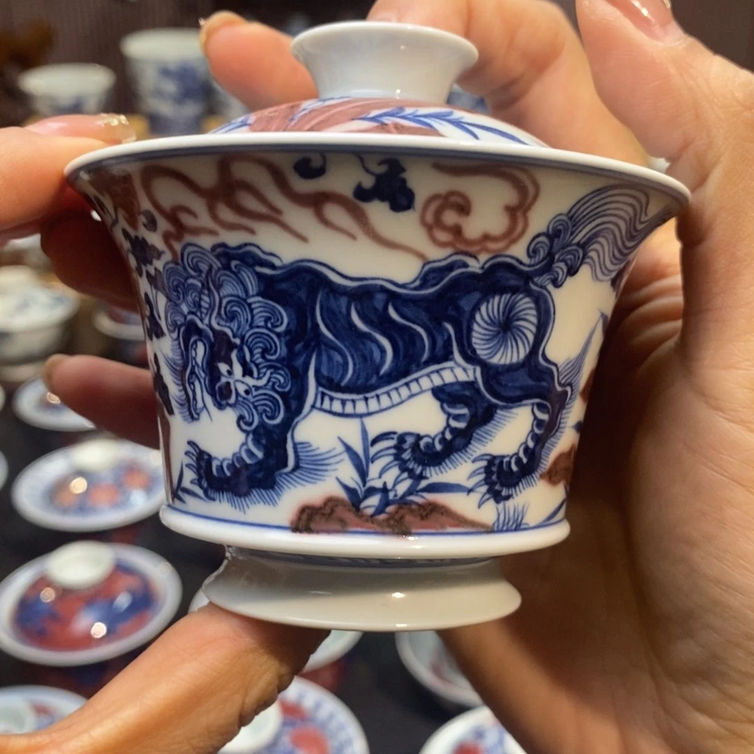 威****情狮子盖碗盖碗盖碗盖碗盖碗盖碗柴窑原矿手绘