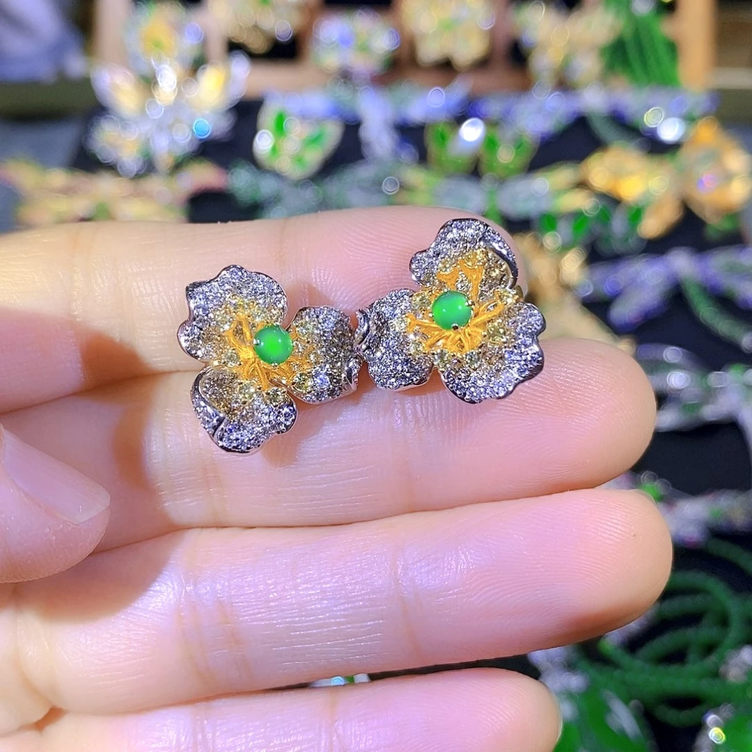 吊坠(不含链)银S925镶嵌翡翠