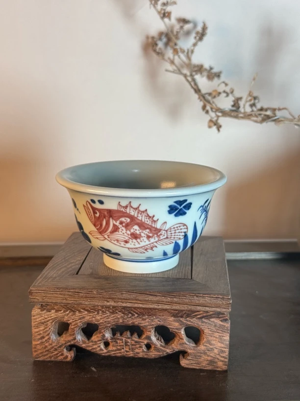 雨溪 青红鱼藻压手杯 10056