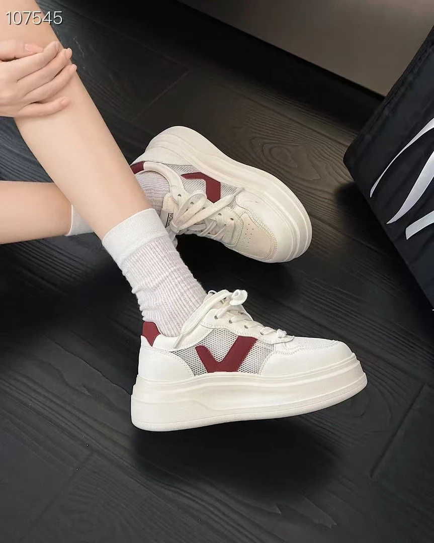 28-817秋季新款显脚小厚底小白鞋女百搭休闲ins潮小众设计感板鞋