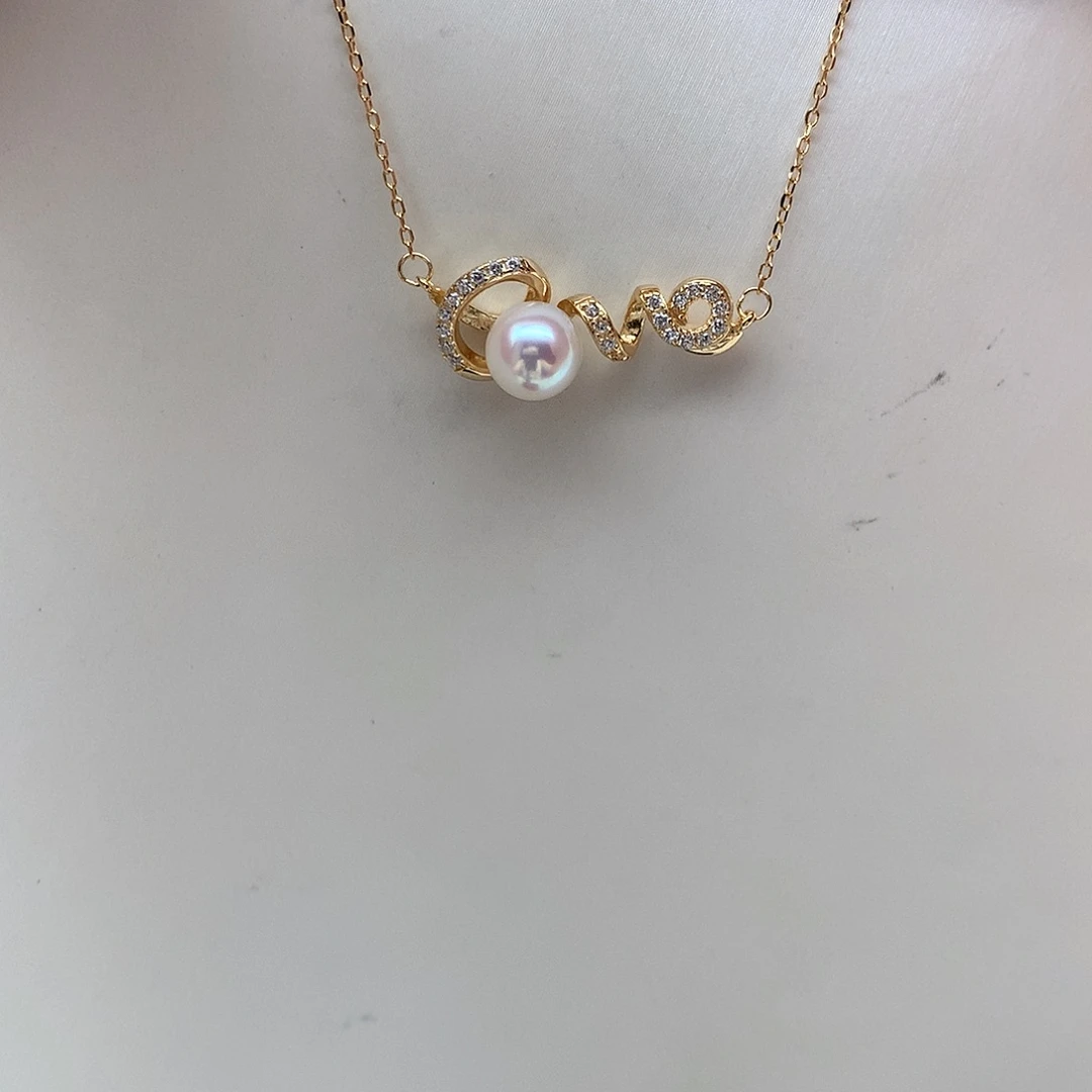 海水珍珠银S925镶嵌吊坠(赠链)6.5-7mm ak