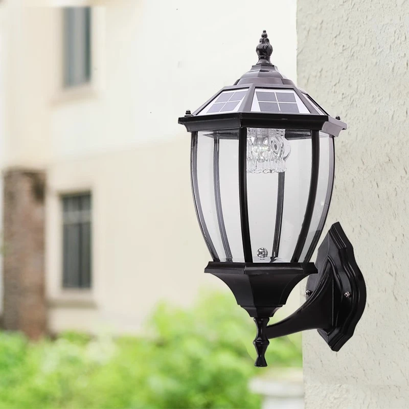 光控太阳能壁灯led超亮家用免接线户外防水门口花园庭院室外墙灯