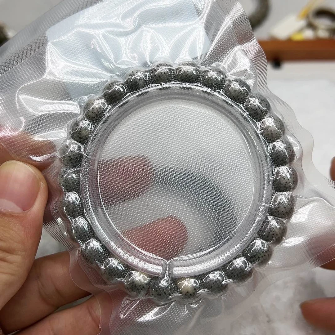 星月菩提手串8高端黑冰黑灰石玉星月菩提单圈98