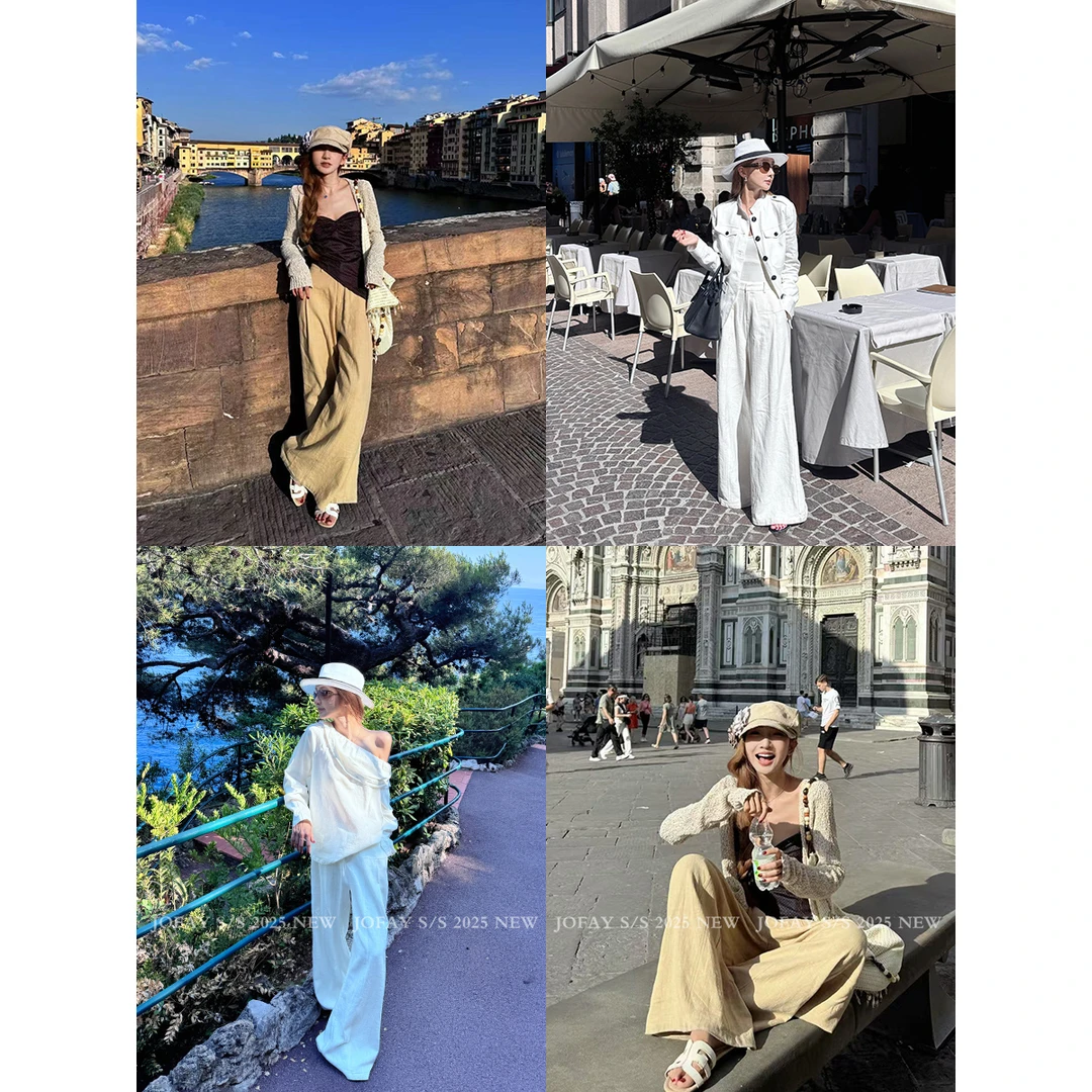 【CHASING LIGHT】|松弛新贵麻料神裤|原色高腰西装裤 K1613