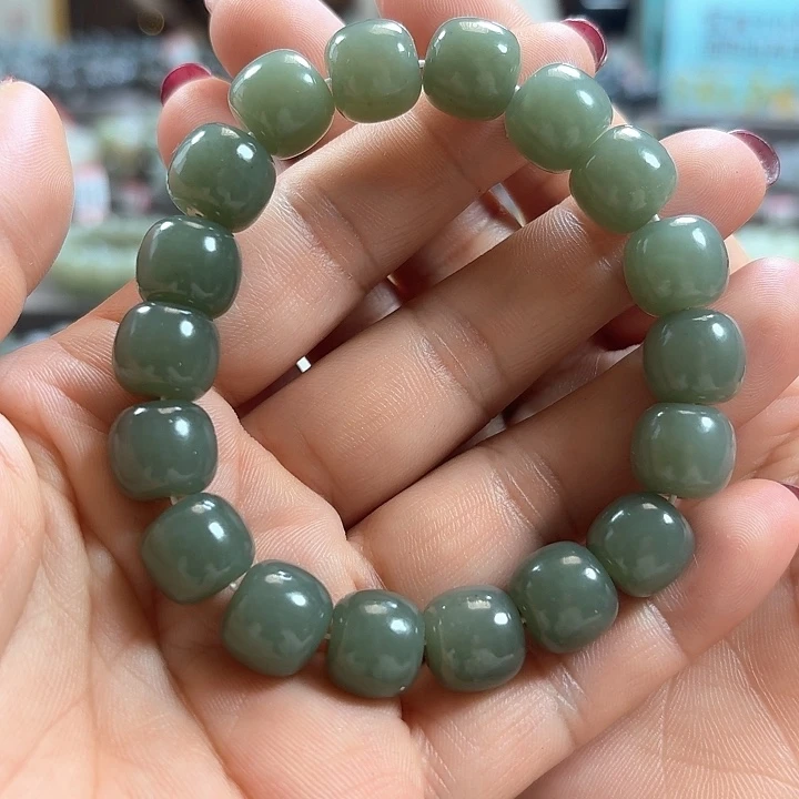 和田玉手链未镶嵌新疆且末蓝老型卡12