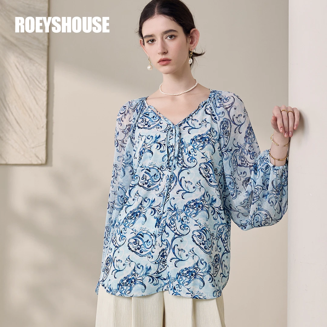 罗衣气质系带雪纺衬衫女2025夏新款衬衣宽松上衣11958