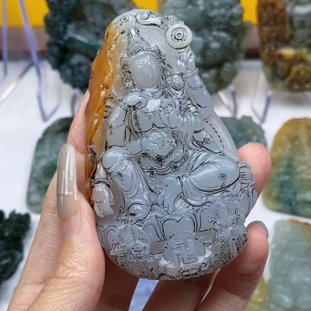 ꧁***꧂定制翡翠未镶嵌如意轮观音