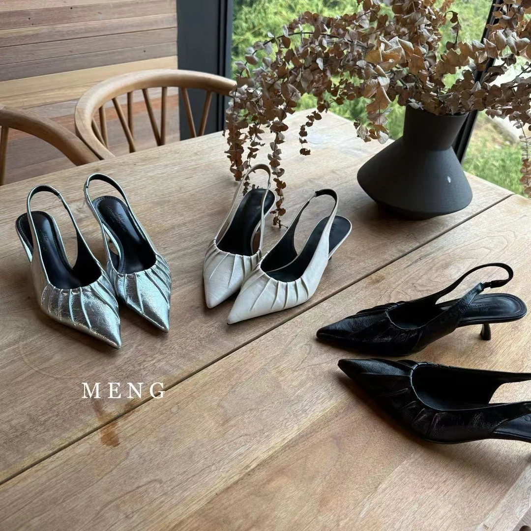MENG尖头通用仙女风增高细跟高跟鞋夏季法式百搭细跟鞋子春季时尚