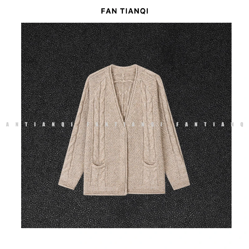 范天奇/FAN TIANQI【绞花开衫】加厚羊毛磁吸摁扣外套FWSWT57127