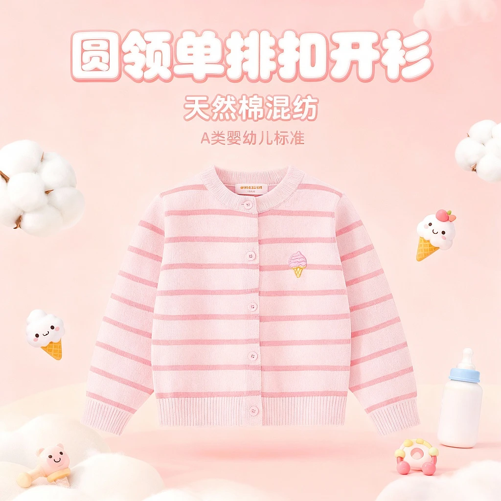 【天然棉】90%棉儿童针织衫2025秋冬新款长袖毛衣外套时尚百搭