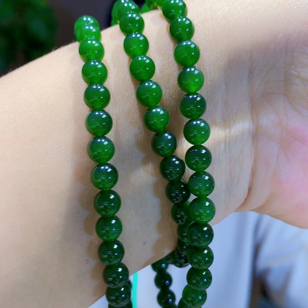 和田玉（碧玉）未镶嵌颈饰卡6菠菜色无扣头