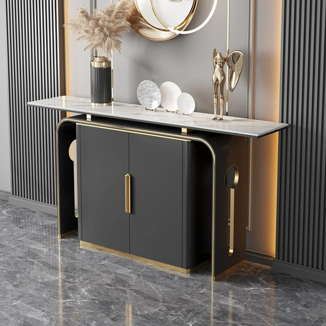 新中式玄关桌靠墙轻奢现代入户玄关柜极简端景台条案走廊过道柜