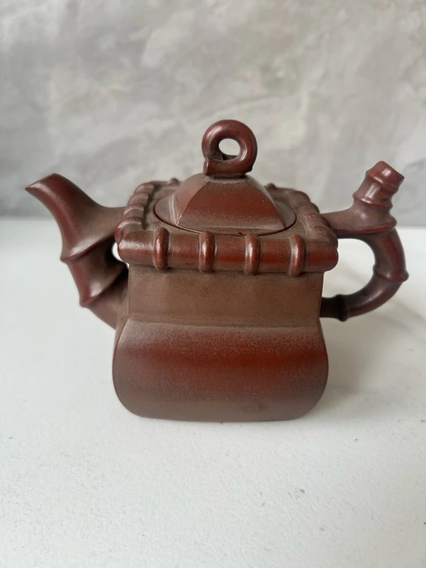 回流小红泥四方紫砂壶，300毫升底槽清砂料茶壶陶壶四方壶泥壶茶具