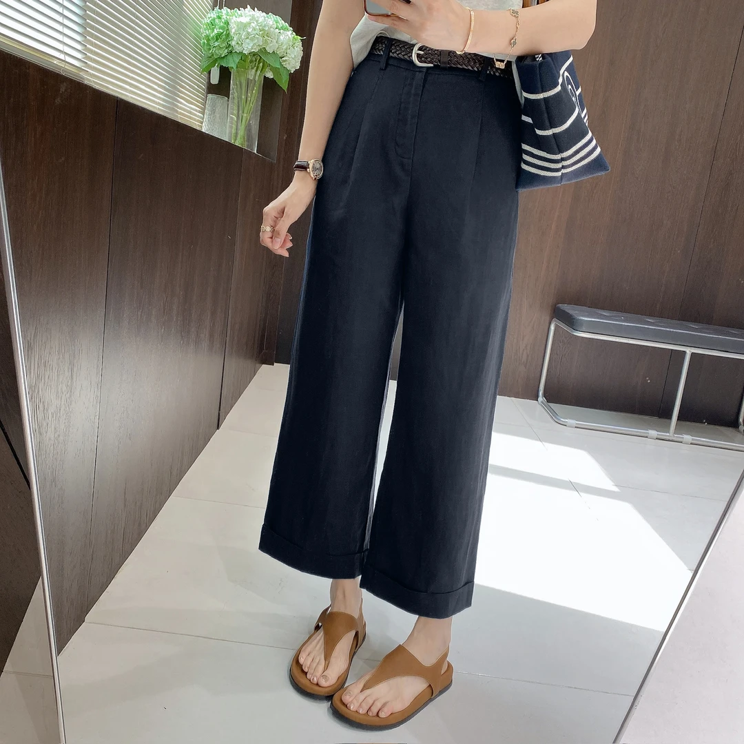 IMFLY金小金自制女装 莱赛尔休闲裤DYK2672夏季宽松垂感九分裤女