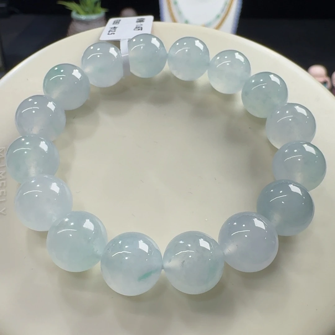 翡翠未镶嵌手链木纳冰种果冻晴蓝卡12.5mm巨巨巨漏！