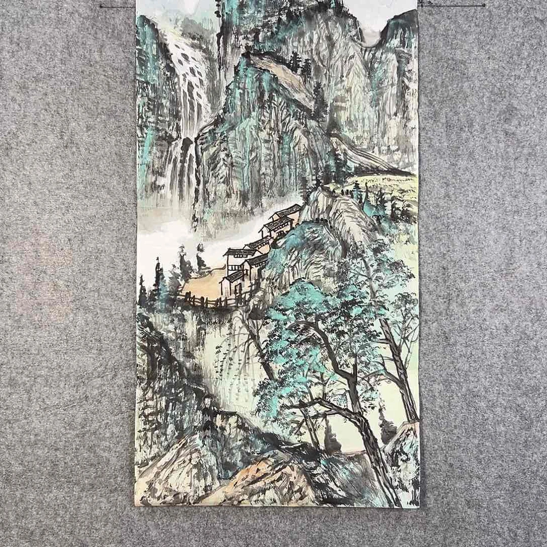 国画673 花鸟在树丛的顶端鸣叫叫声