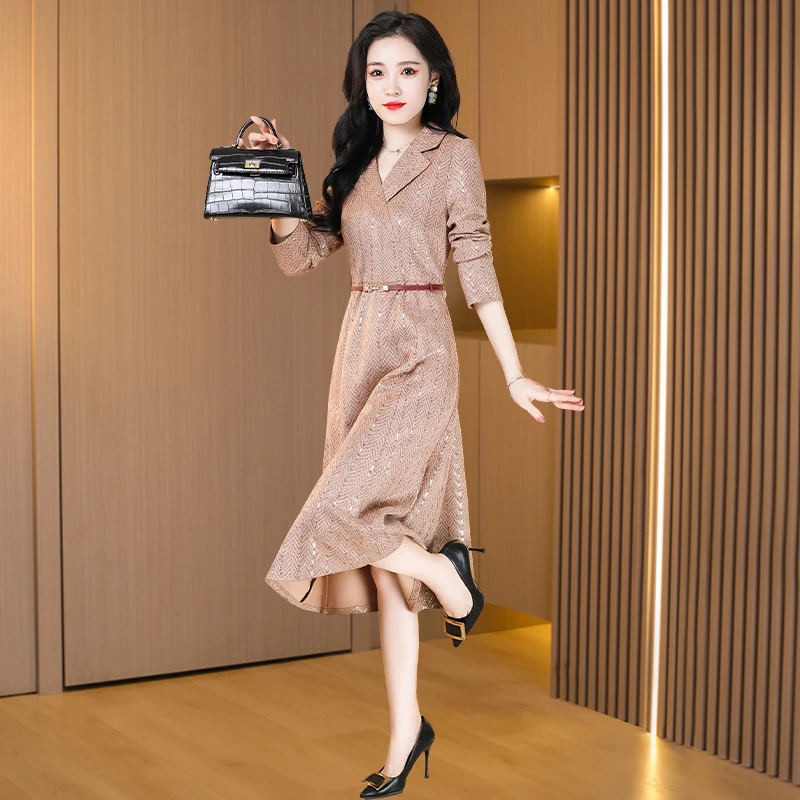 广州十三行连衣裙女春秋2025新款今年流行爆款喜婆婆气质名媛裙子