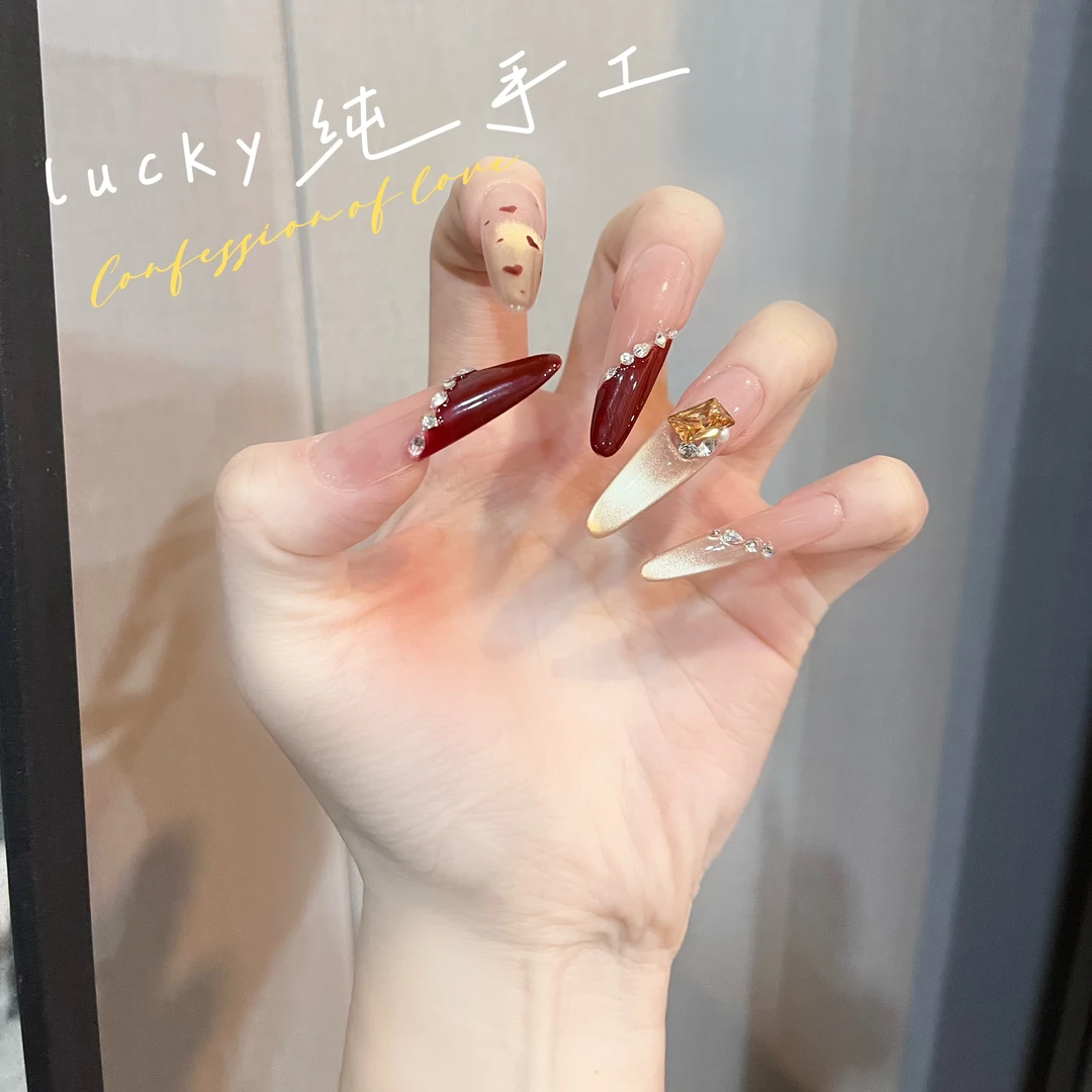 【3B09】蔷薇心事纯手工精品重工美甲穿戴甲盲盒百搭精致显白穿戴甲