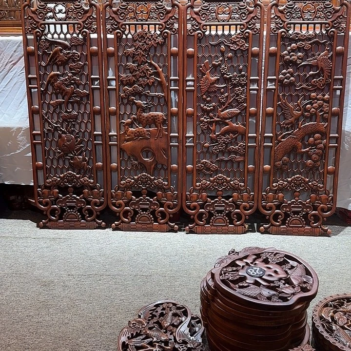 平***色香樟木东阳仿古木雕装饰