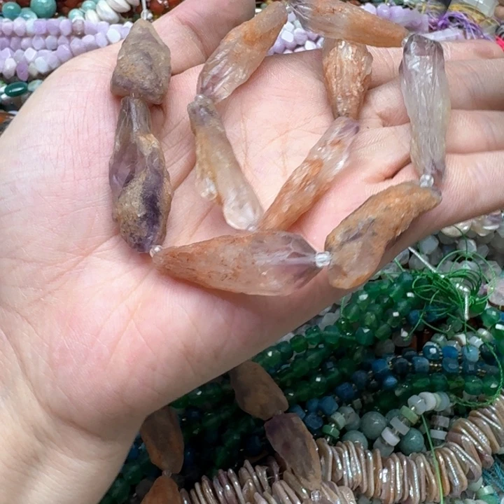 合金玛瑙/玉髓珠宝半成品一条10x36mm紫水晶