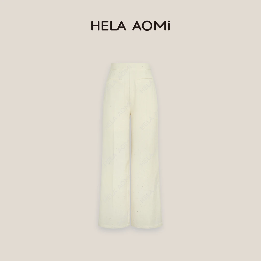 HELAAOMI “白露落霜裤子”松紧腰阔腿裤舒适时尚休闲裤CY5AB61600