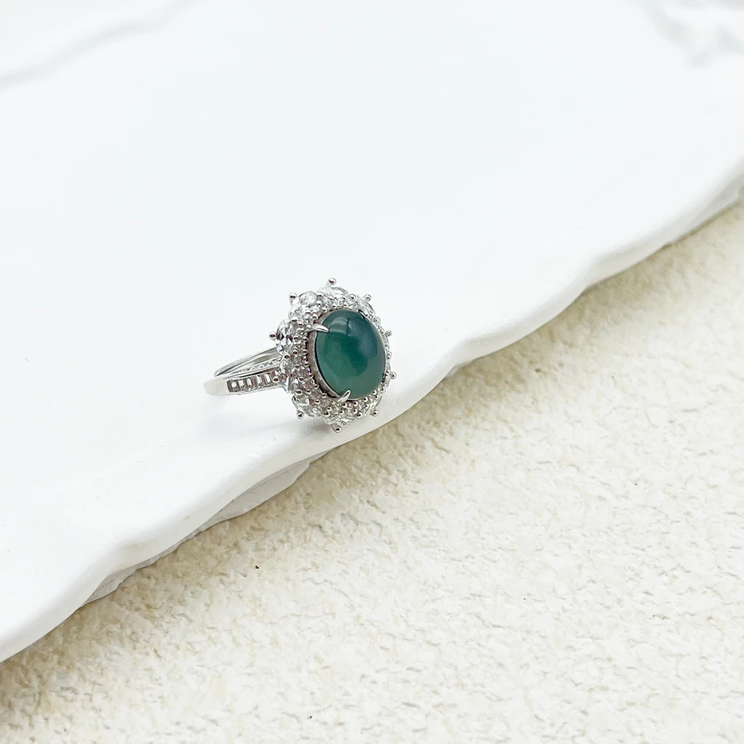 天然翡翠蛋面开口戒指尺寸()-ARF3022