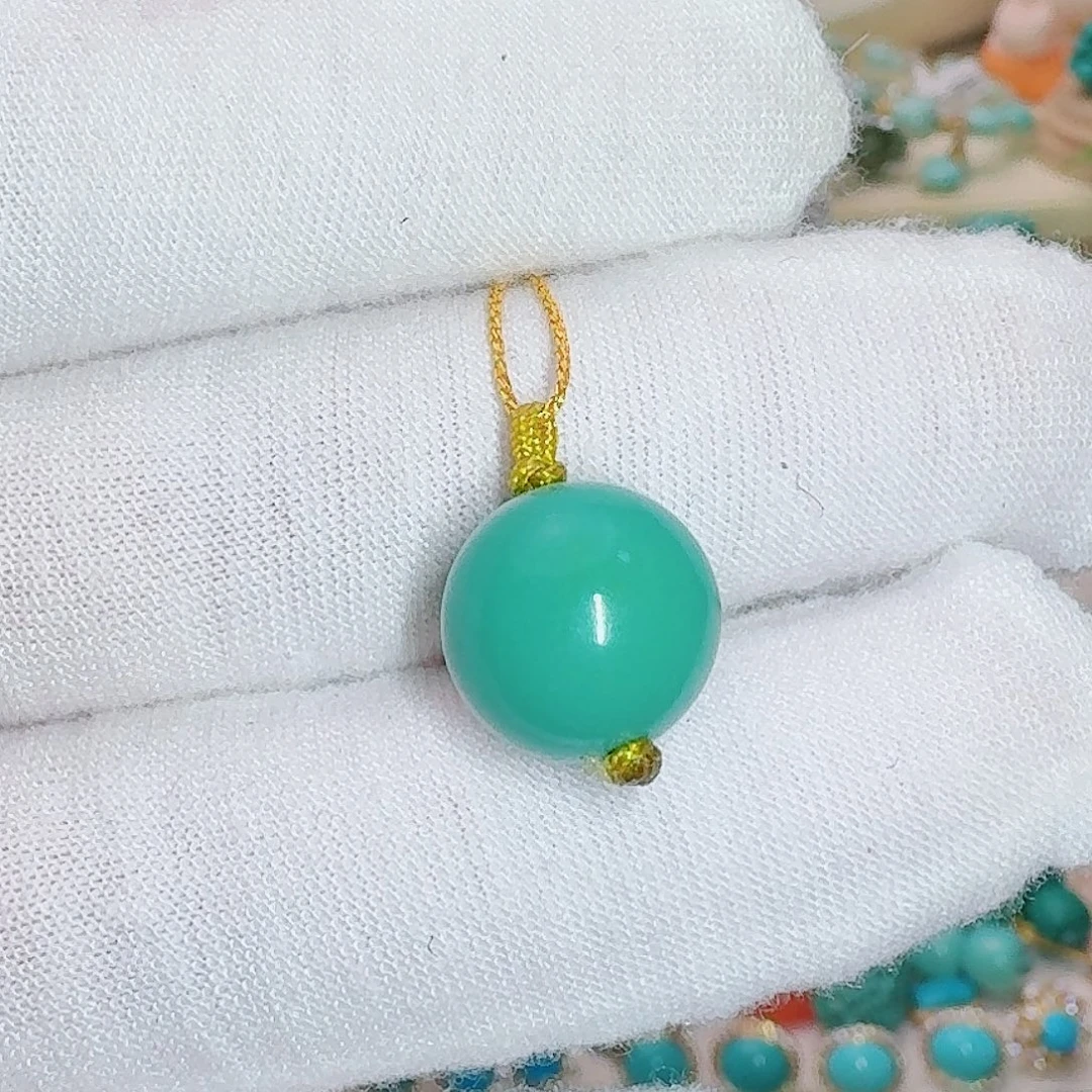 绿松石未镶嵌珠宝奇石玉华绿圆珠12+