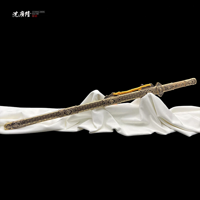 龙泉沈广隆-断浪唐刀 大V 黄铜 烧刃 宝剑 唐横刀 手工 未开刃