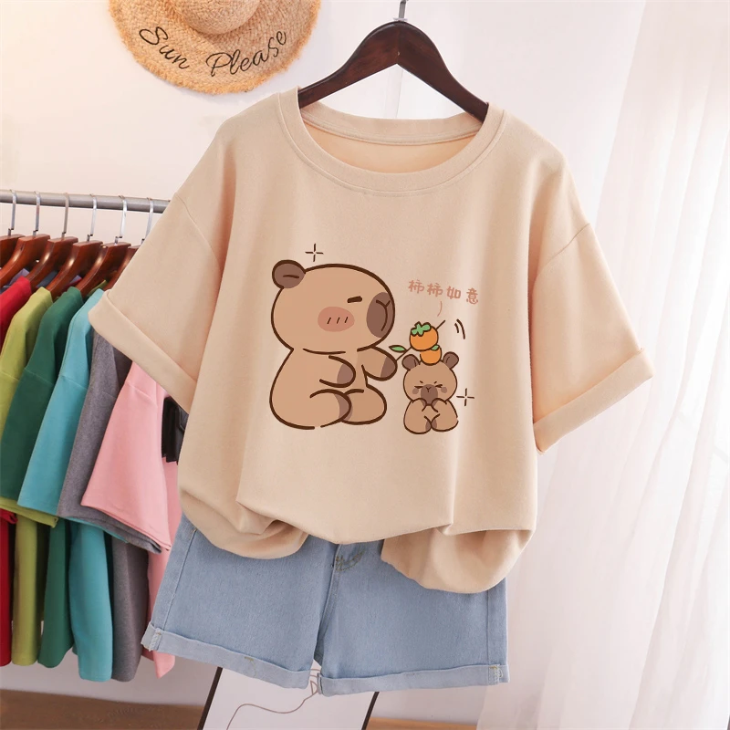 宽松oversize夏季大码圆领纯棉短袖t恤女装2025年新款胖mm上衣服