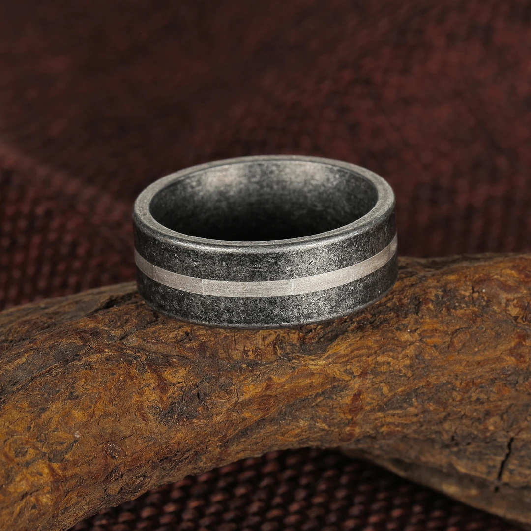 钛钢戒指 潮流百搭个性复古戒指男嘻哈街头大码食指戒男士单身戒