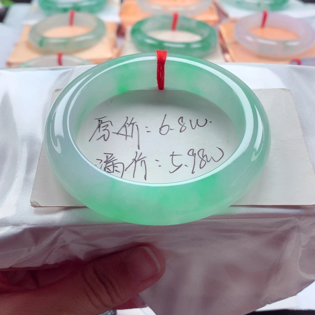 翡翠未镶嵌手镯55.3冰润起胶阳春白雪完美漏价A