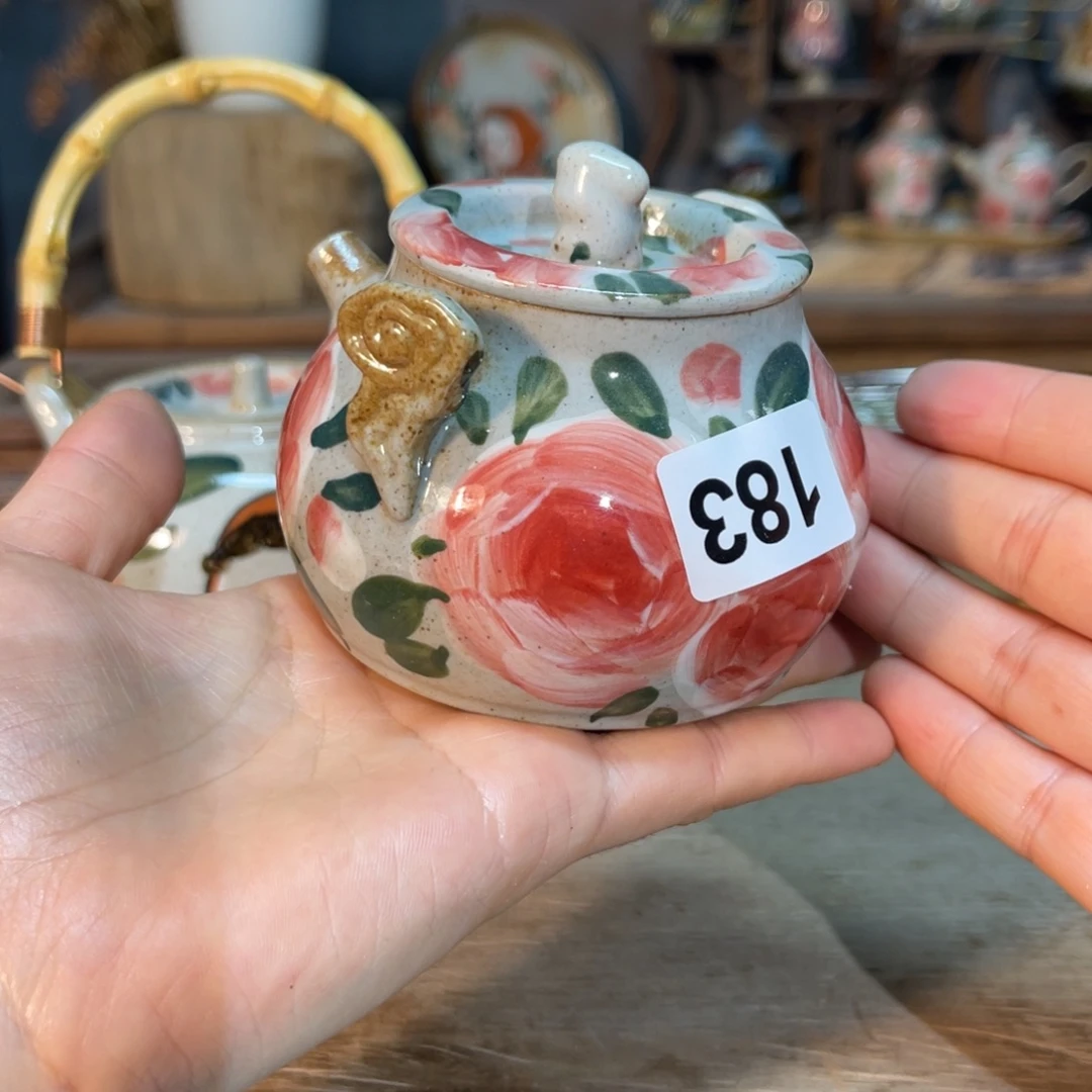 壶素浅陶瓷手工手绘