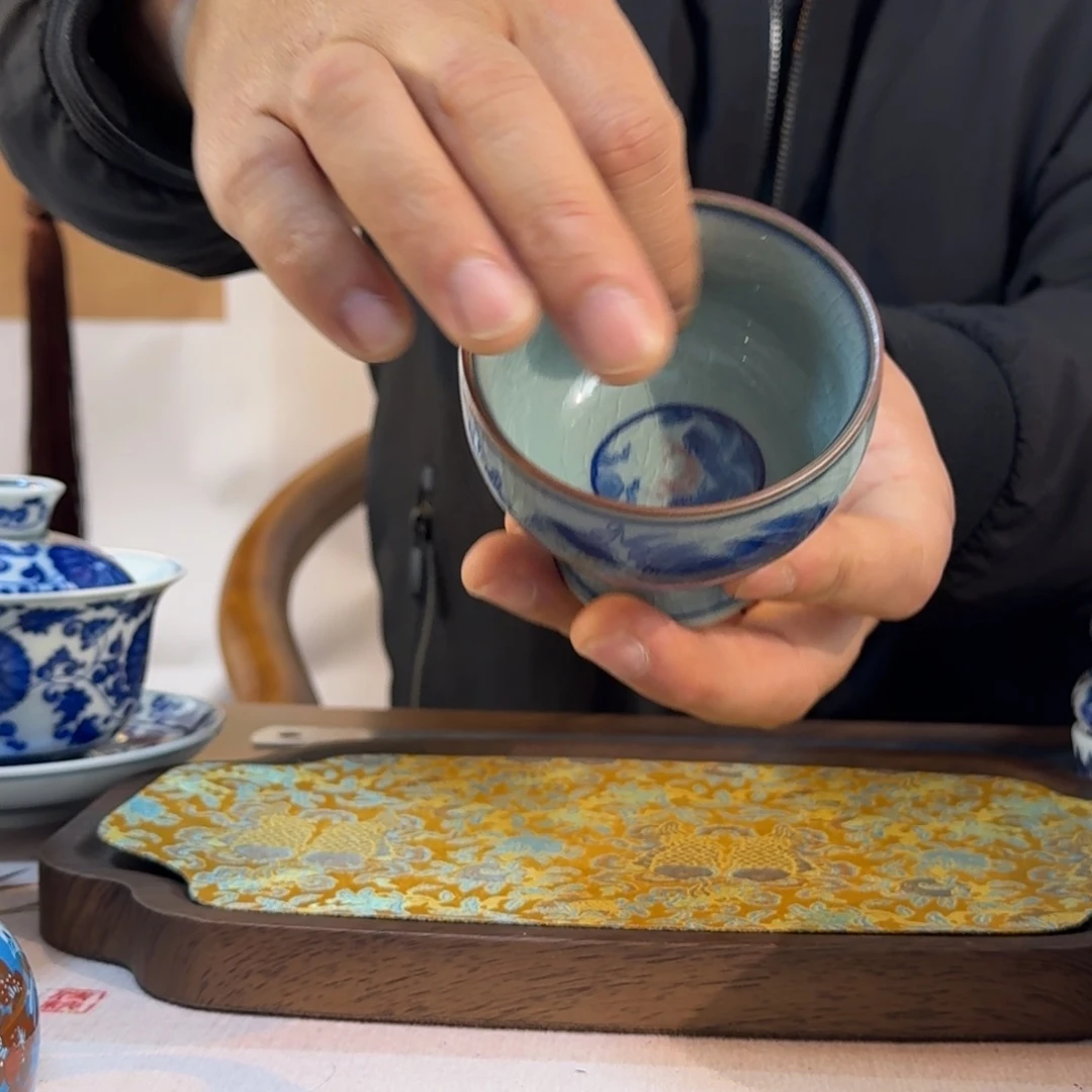 其他陶开片鱼跃龙门高足杯