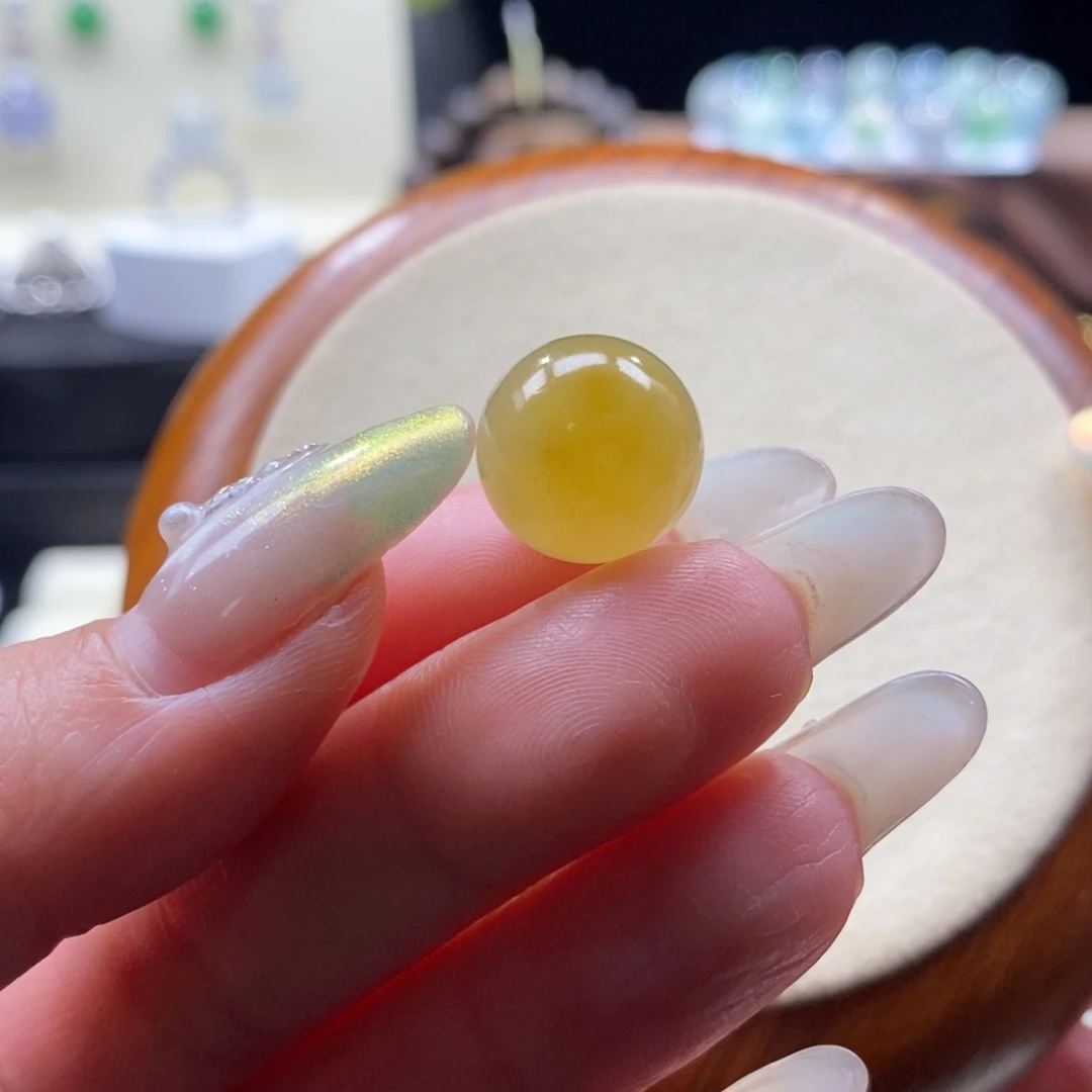 翡翠未镶嵌颈饰翡翠冰鲜黄珠13.2mm