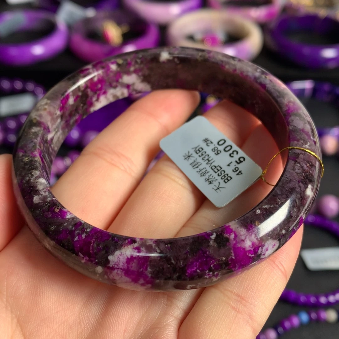 苏纪石（舒俱来）未镶嵌桃红飘花手镯58圈