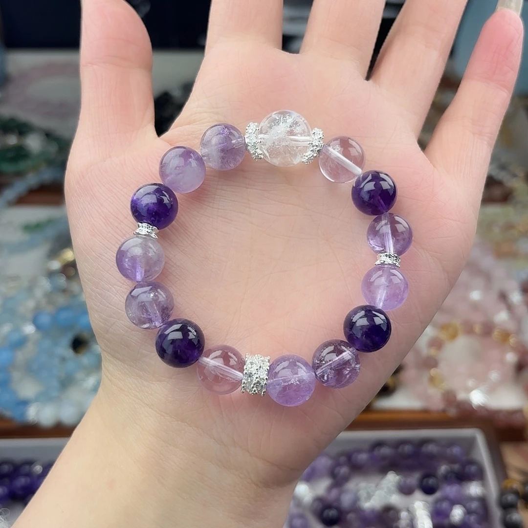 烟晶手链银S925镶嵌好