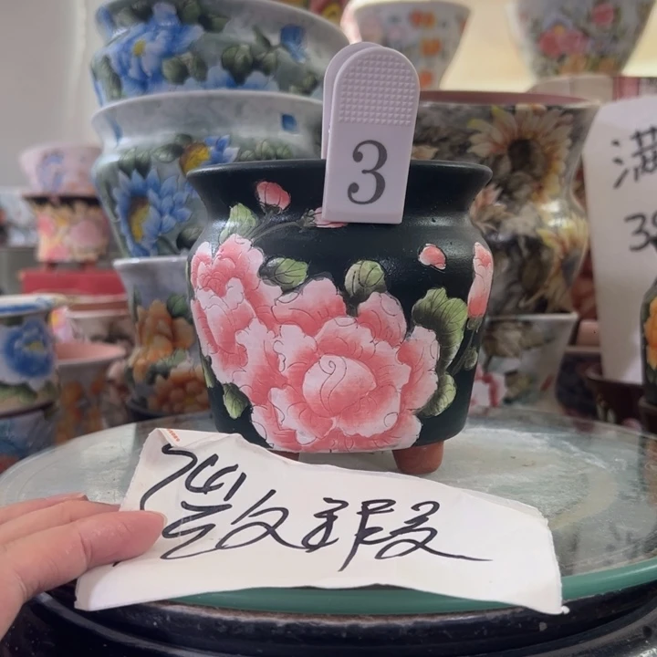 景德镇手绘花盆满38包邮偏远地区除外