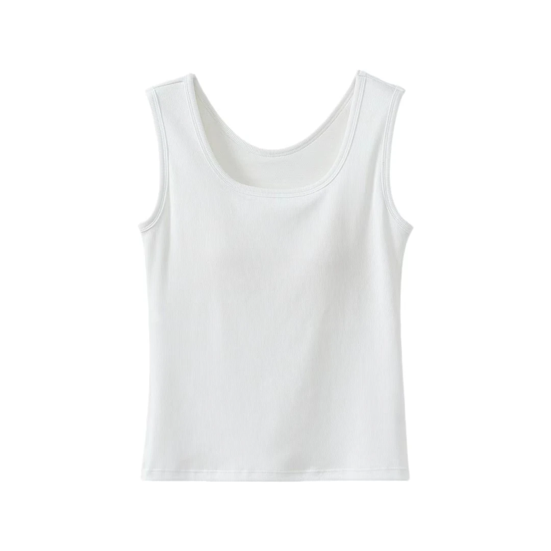 三哈宫-《A/M蚕丝背心》薄杯凉感坑条蚕丝混纺背心夏款女士通勤