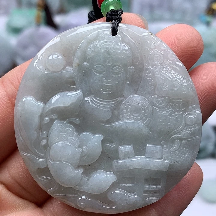 翡翠未镶嵌颈饰花开见佛福利