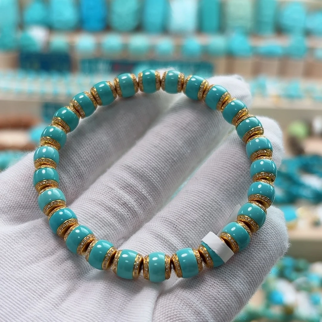 绿松石18K金镶嵌珠宝奇石