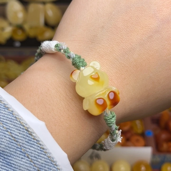 蜜蜡未镶嵌珠宝奇石天然蜜蜡小熊编制款