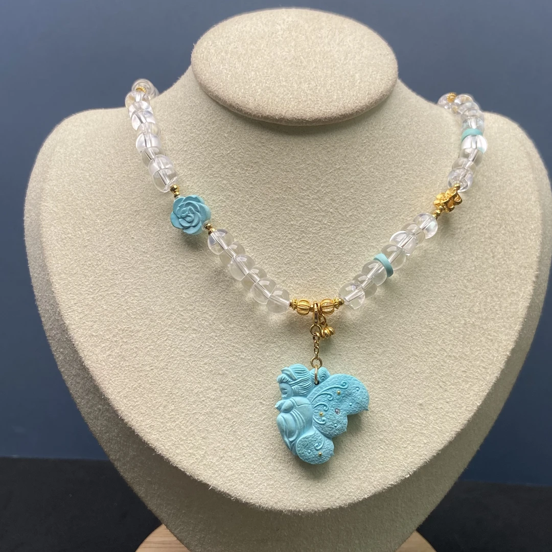 原矿绿松石DIY项链水晶项链chocker绕手三圈