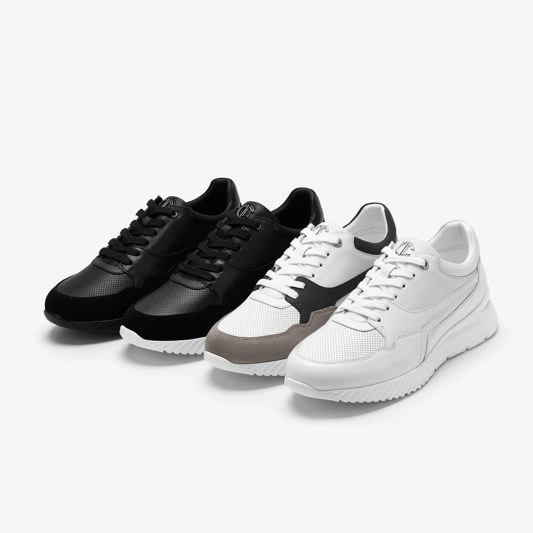 男士春夏新款休闲商务皮鞋轻便透气舒适高档男鞋头层牛皮小白鞋