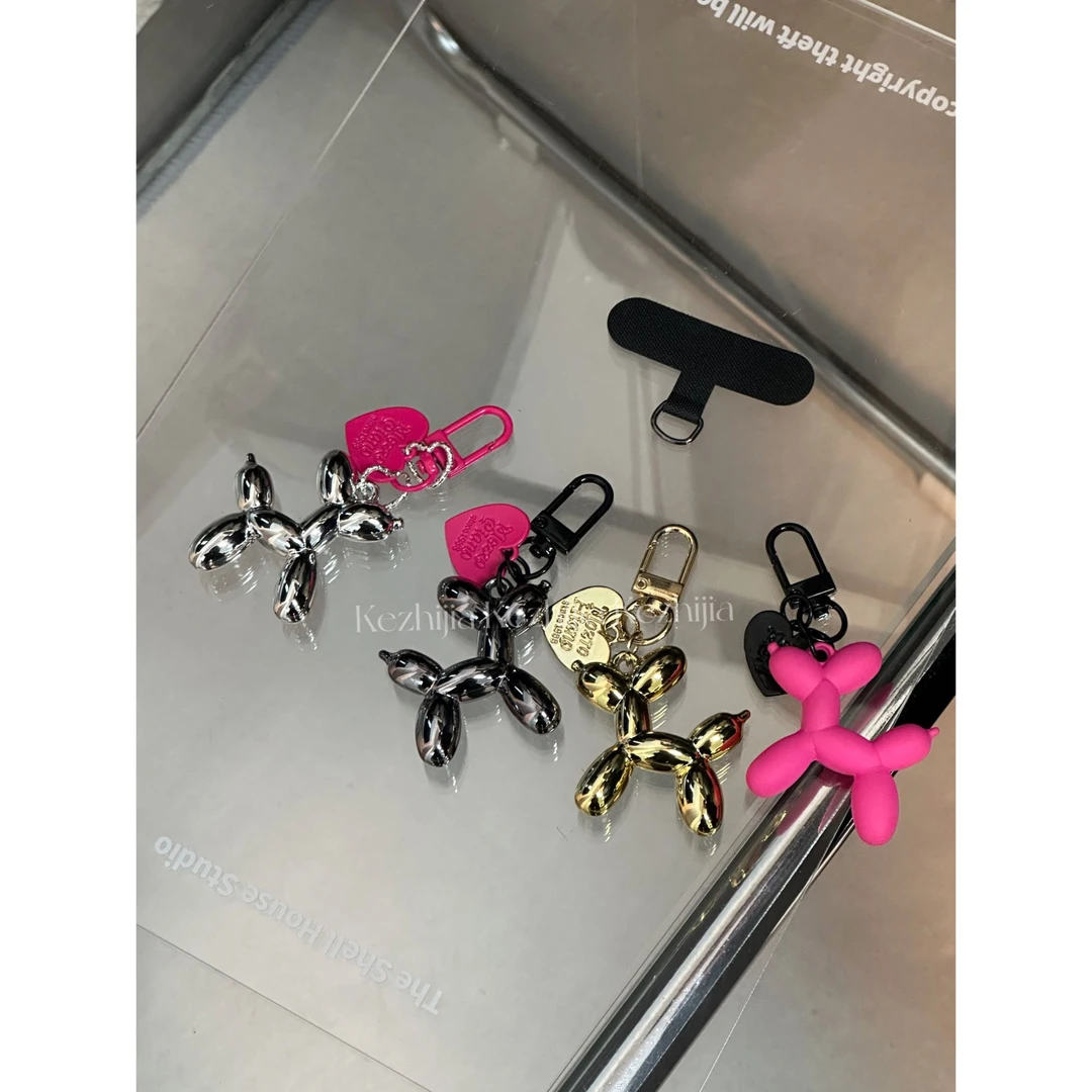 可爱多巴胺小狗挂链钥匙扣手机挂坠通用夹片包包相机挂件情侣款