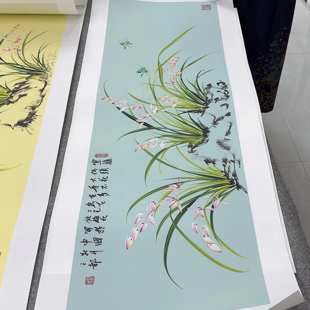 国画国画立体兰花作品