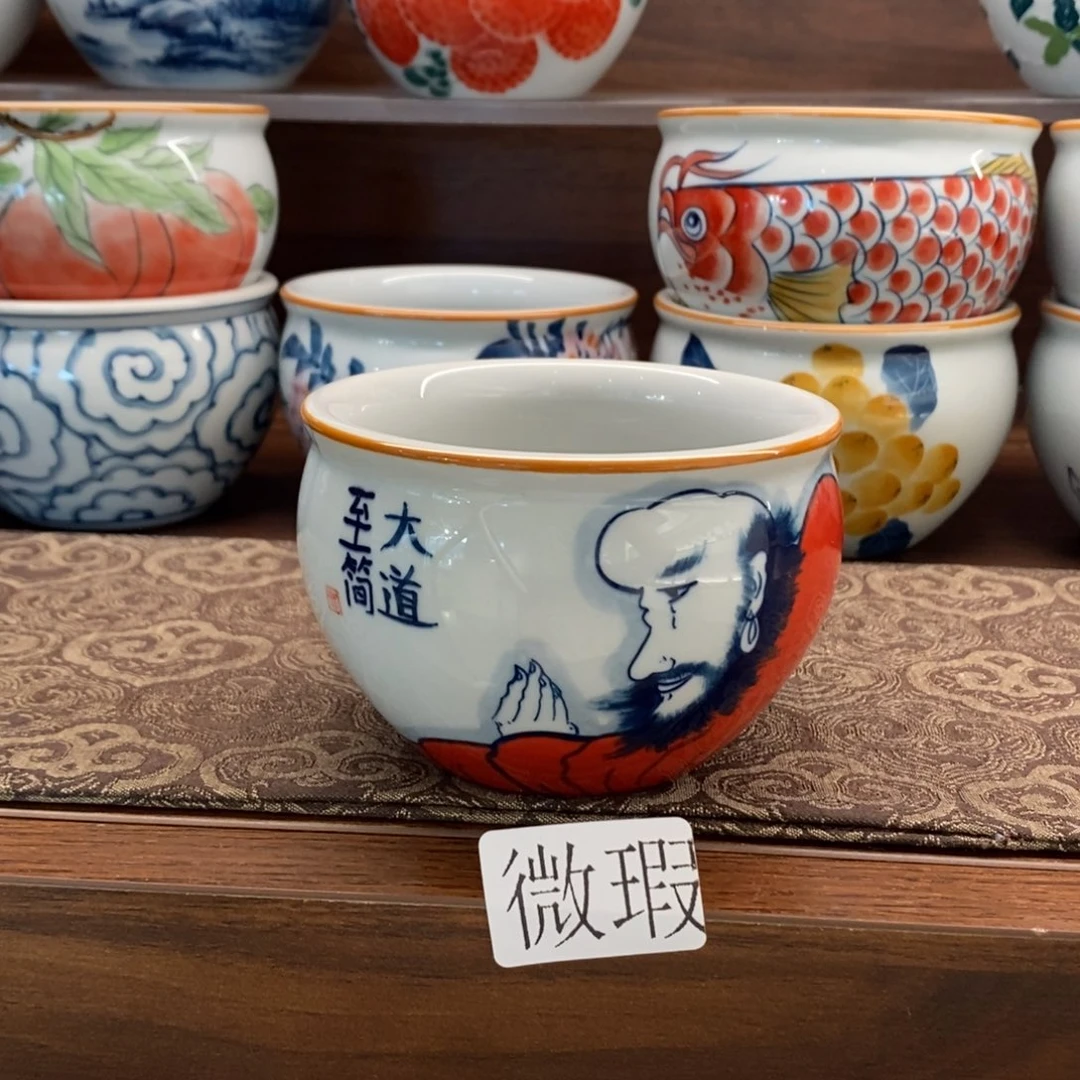 釉下彩老陶泥手工绘制