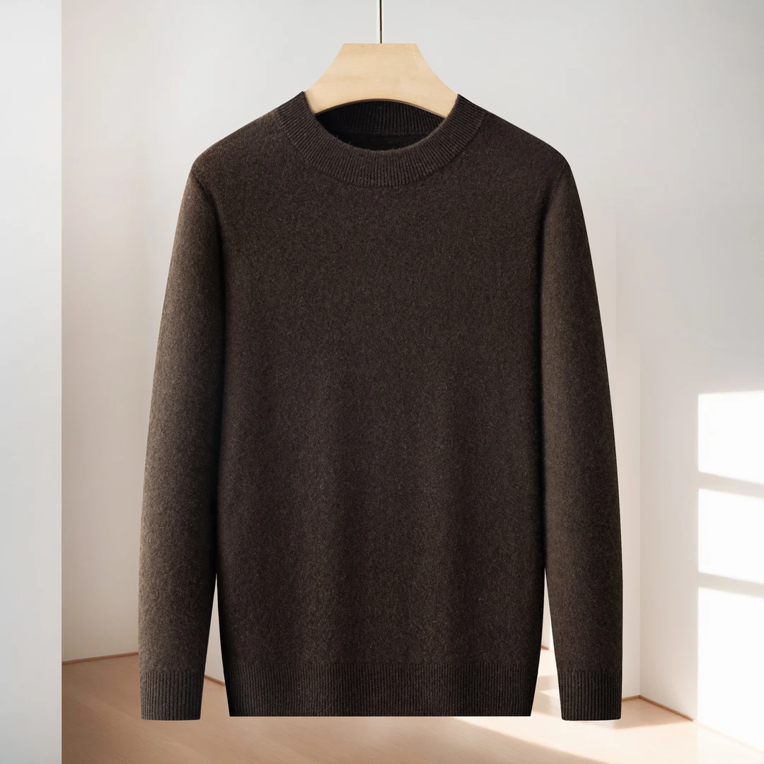 【男士牦牛绒】数兰朵30山羊绒70牦牛绒 圆领男士厚毛衣套头针织衫
