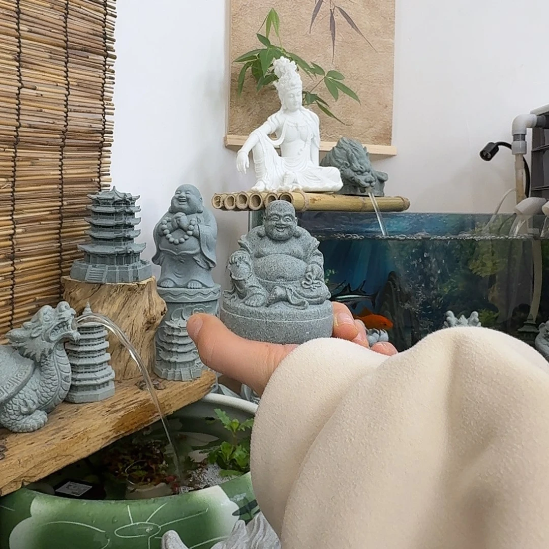 石材青砂石小号圆底弥勒